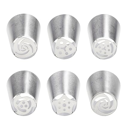 Generic Russian Tulip Icing Piping Stainless Steel Nozzles for Cake Decoration (Silver, E_53000939) - Pack of 7 Pieces