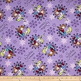 Disney Frozen Flannel Sisters Ice Skating Snowflake Frames Purple Fabric