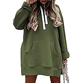 Women Oversized Hoodie Dress Pullover Winter Kangaroo Pocket Sweatshirt Fall Tops Casual Loungewear
