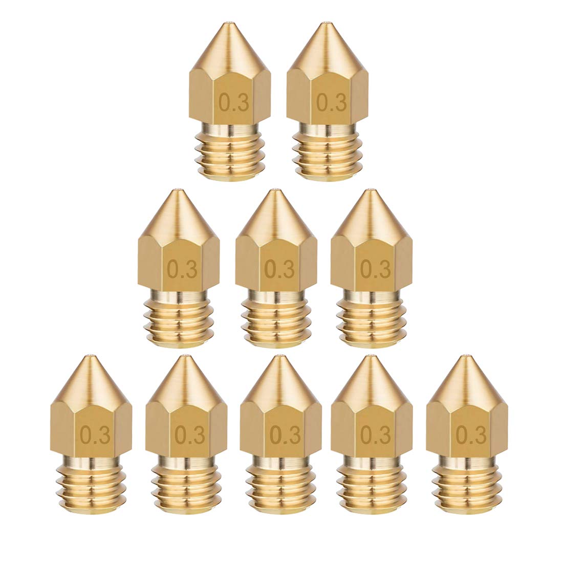 Andux 10 Pcs 3D Printer Accessories Print Nozzle Pointed Brass Nozzle DYJPZ-01(0.3mm)