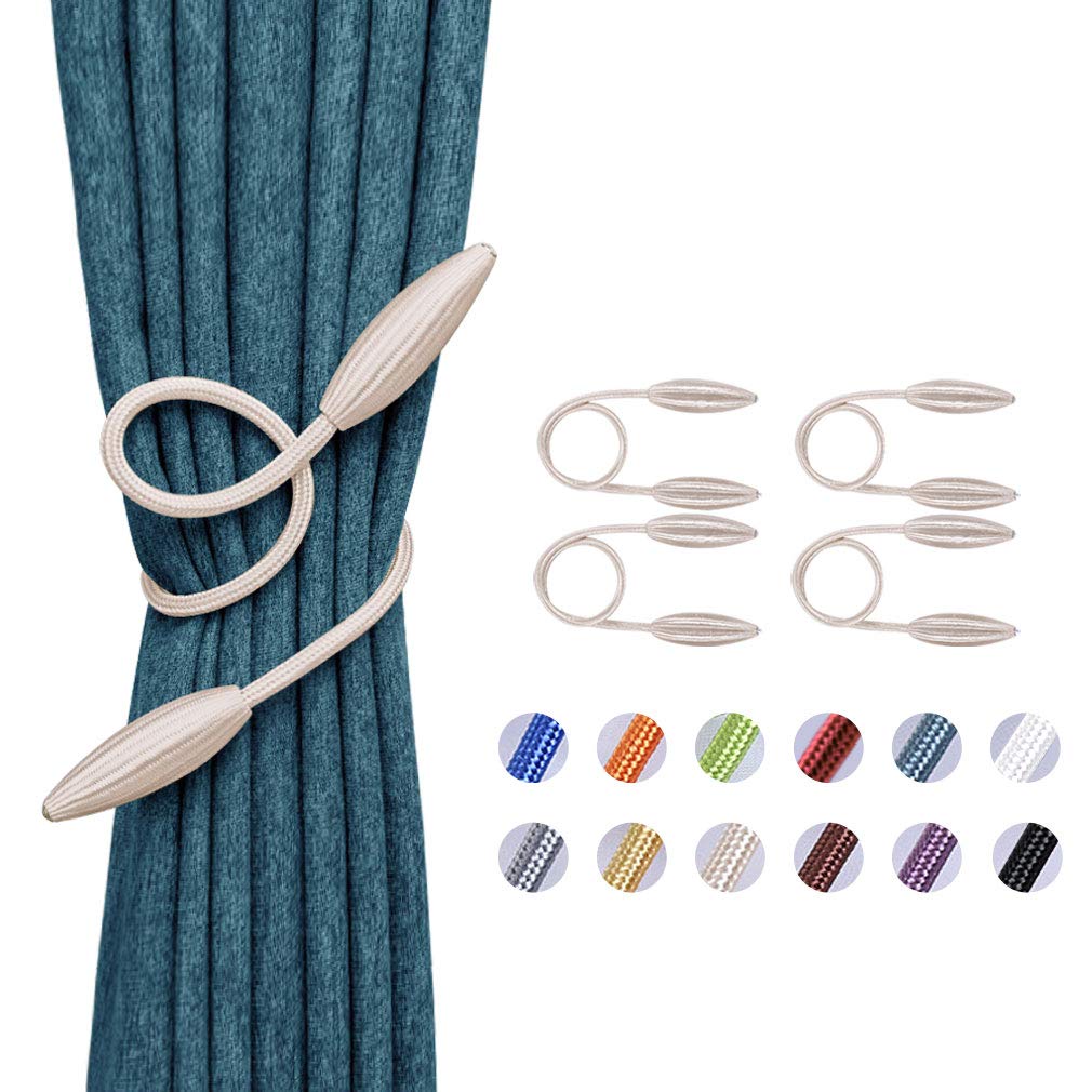 Pretty Jolly 4 Pack DIY Twist Curtain Tiebacks Creative Decorative Drape Tie Backs European Style Random Modelling Curtain Holdbacks for Home & Office Window Blackout & Sheer Drapery (Creamy white)
