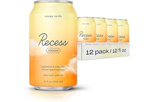 Recess Mood Magnesium Supplement Drink Calming Beverage, 12 Ounce (Orange Vanilla, 12 Pack)