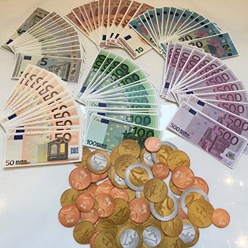 Carpeta Spielgeld - 320 Euro-Münzen in 1, 2, 5, 10, 20, 50 Eurocent + 1 und 2 Euro | € Coins Rechnen Lernen Kaufmannsladen Spielen Deko – Bild 3