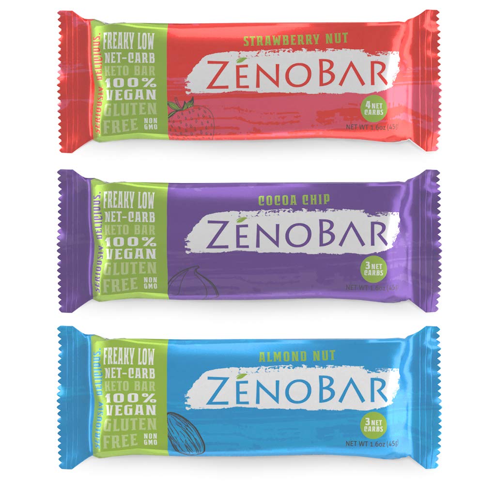ZenoBar Keto Low Carb Energy Bar, 1.6 oz (Variety, 12Pack
