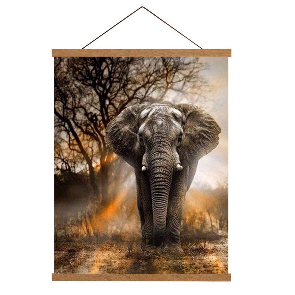 DIY 5D Diamond Painting by Number Kits,Crystal Rhinestone Diamond Embroidery Paintings Pictures Arts Craft for Home Wall Decor (Wild Elephant, 30x40 cm)
