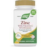Nature's Way Zinc Lozenges with Vitamin C &amp; Echinacea, Wild Berry, 60 ct | Zinc Supplements for Men and Women, Convenient Lozenge Supports Immune Health and Function*, Vegan, Wild Berry Flavored