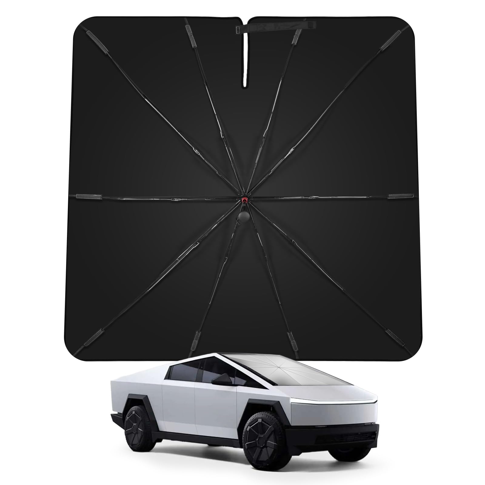 Photo 1 of Upgrade Windshield Sunshade for 2024 2025 Tesla Cybertruck - Full Coverage Sunshade Umbrella with Ice Crystal Tech, Blocks UV Rays and Reduces Heat, Cybertruck Accessory, 54''x 60''x 61''