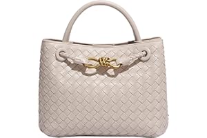 URAWOW Woven Bags for Women Bowknot Small Tote Hobo Crossbody Bags PU Leather Handwoven Satchel Woven Purses Gift 2023