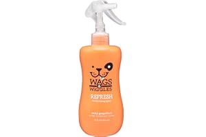 Wags & Wiggles Refresh Dog Deodorizing Spray in Zesty Grapefruit Scent - Long Lasting Dog Grooming Deodorizer Spray - Easy to Use to Combat Smelly Pet Odors, 12 Fl Oz