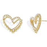 Frigotine Trendy Gold Heart Studs Earrings for Women, Dainty Valentine’s Day Vintage Love Stud Earings Anniversary Wedding Accessories Fashion Jewelry Gift
