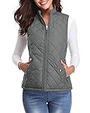 Fuinloth Women's Quilted Vest, Stand Collar