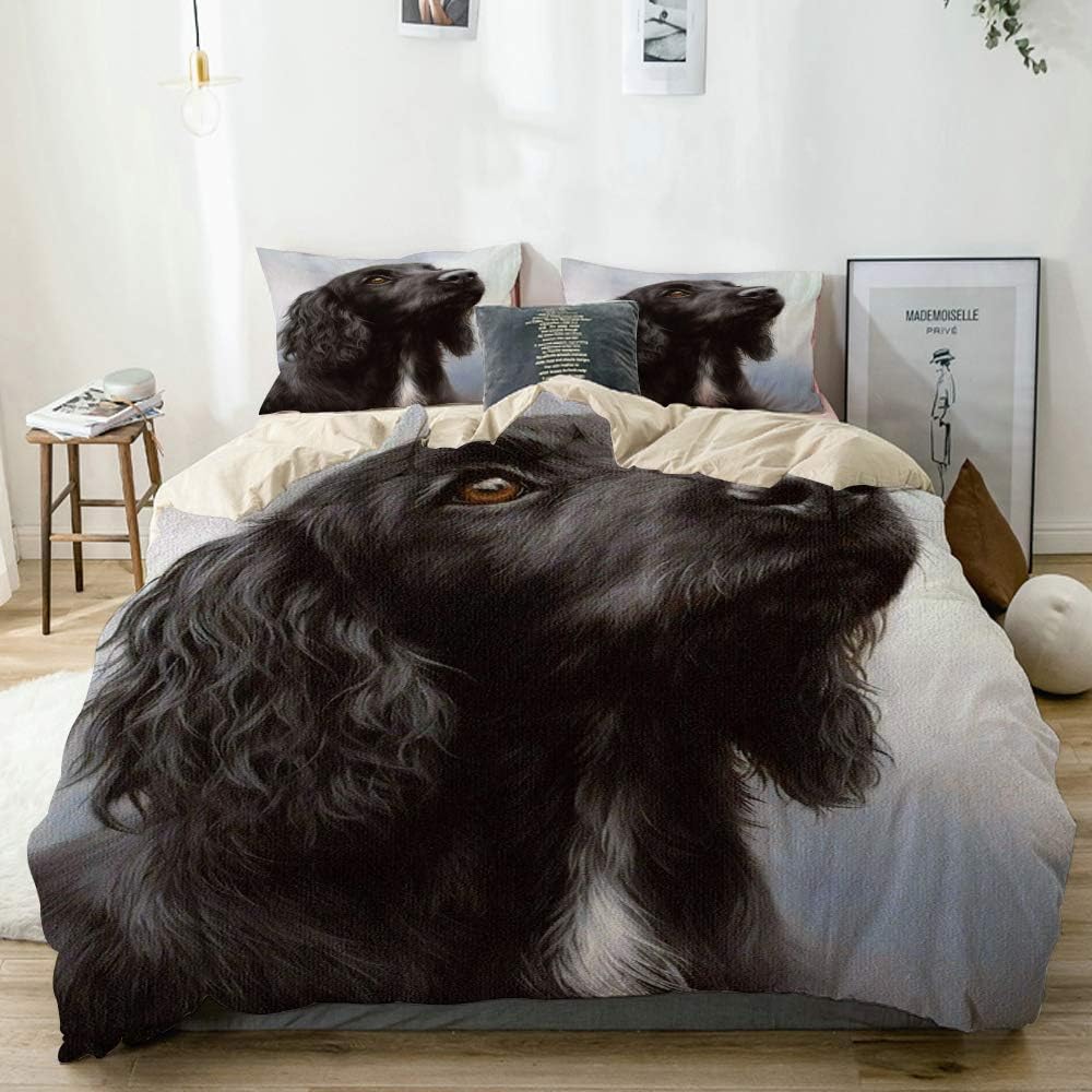 MAYBELOST beddingDuvet Cover Set Beige,cocker spaniel dog portrait