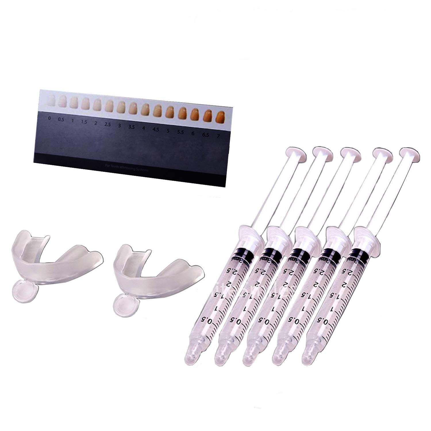 Bright White Smiles Vegan Teeth WHITENING KIT with custom trays, Made in USA, Natural & Organic 44% Peroxide Gel, Professional Dental Whitener, Best Home System: 5 X 3ml Syringes, Freshest Gel Kit