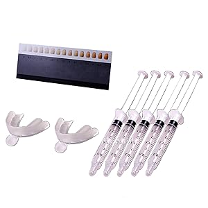 Bright White Smiles Vegan Teeth WHITENING KIT with custom trays, Made in USA, Natural & Organic 44% Peroxide Gel, Professional Dental Whitener, Best Home System: 5 X 3ml Syringes, Freshest Gel Kit