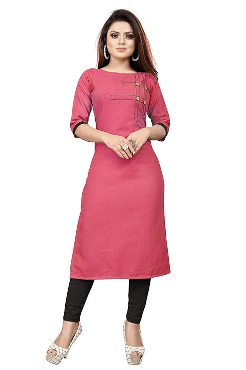 Women Solid Khadi Cotton Straight Kurta