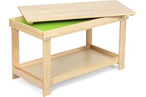 Costzon 2 in 1 Kids Activity Table w/Storage, Patented Building Block Table w/Board for Bricks Crafts Arts Draw, Children Solid Wood Play Table Desk for Preschool Toddler Boy & Girl Gift, Natural