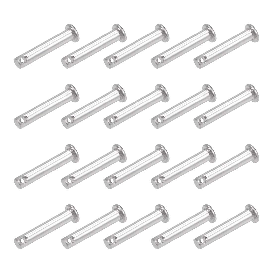 sourcing map Single Hole Clevis Pins - 5mm X 25mm Flat Head 304 Stainless Steel Link Hinge Pin 20Pcs