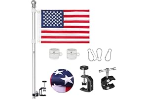 QURAS Boat Flag Pole Kit with 12” x 18” American Flag, Pontoon Boat Flag Mount, 32 inch Flag Pole with Holder, Suitable for Small and Medium Boats with Rails, U.S. Patriotic Outdoor Decor