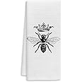 Vintage Retro Queen Bee Kitchen Dish Towels Dishcloths,Farmhouse Rustic Tea Towels Hand Towels for Bathroom Kitchen,Bee Gifts for Women