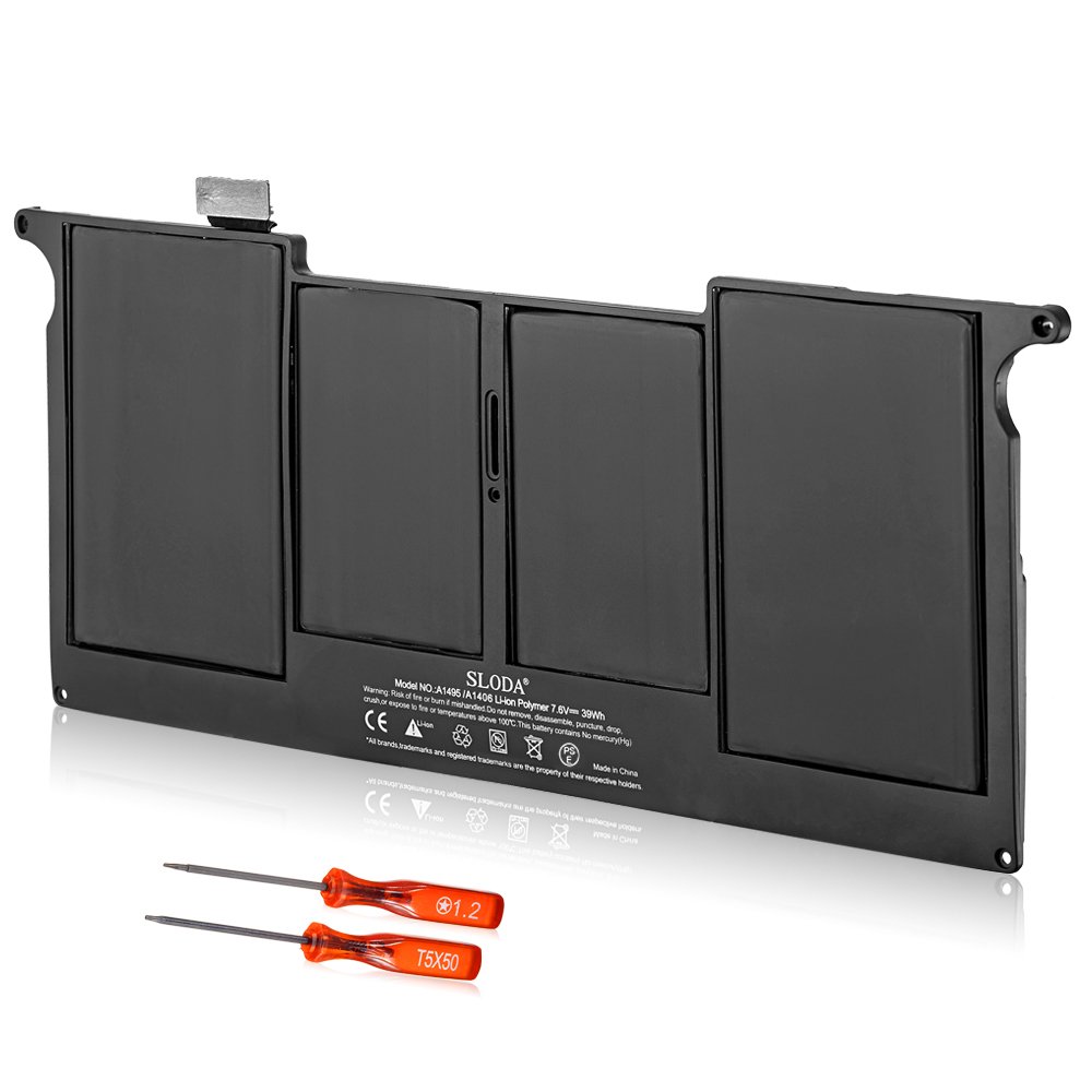 SLODA A1495 Battery Compatible with Macbook Air 11'' A1495(A1465,Mid-2012,Mid-2013,Early-2014,Early-2015,Version) A1406(A1370,Mid-2011 ONLY) [Li-Polymer 7.4V 5200mAh]