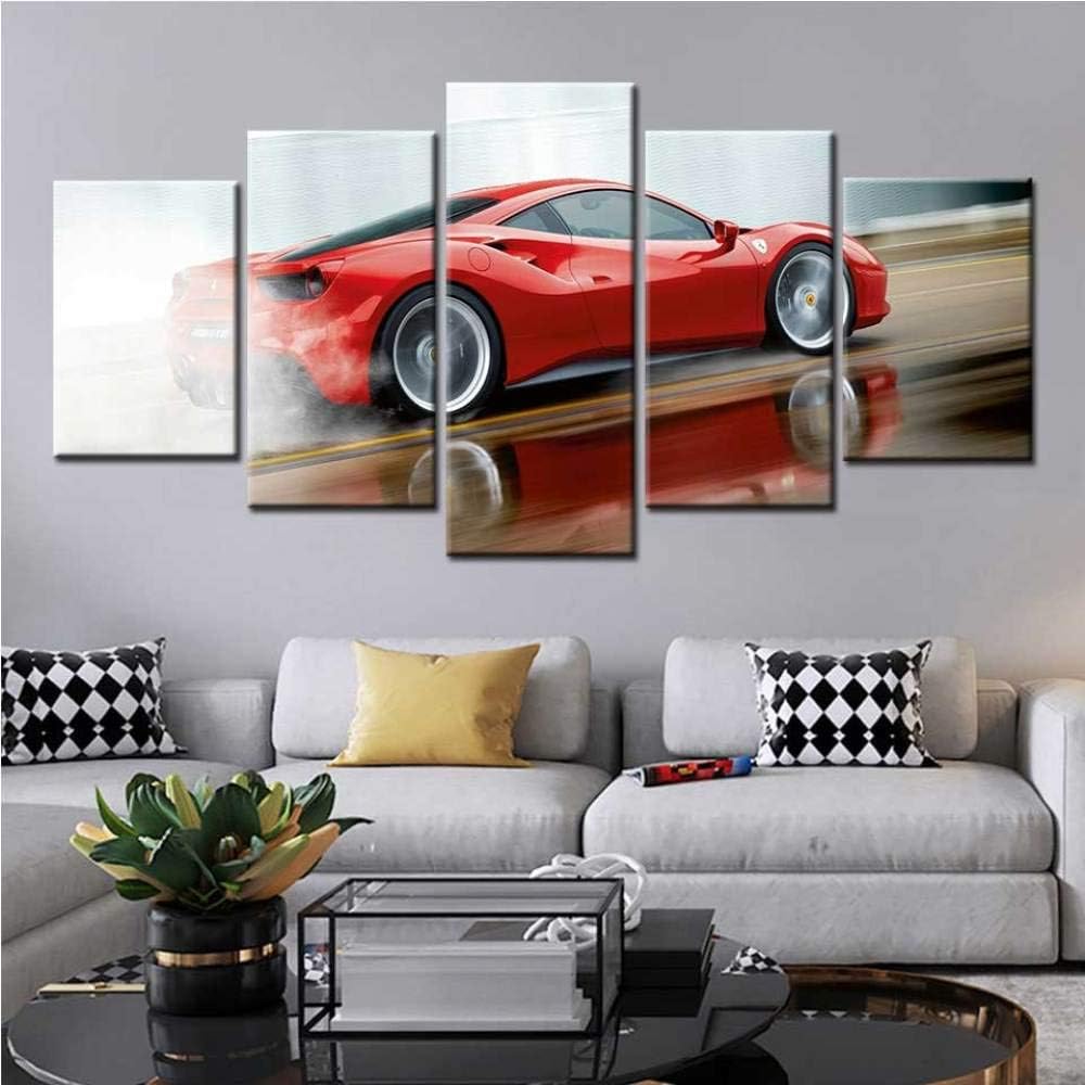 WJWORLD Red Sports Car Modern Wall Art Canvas Painting posters and