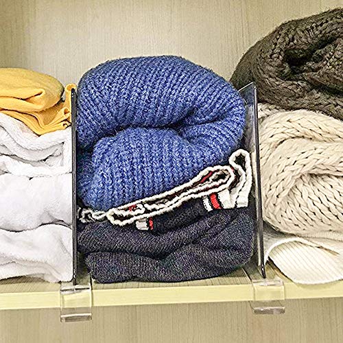 Mebbay 6 Pack Clear Acrylic Shelf Dividers for Closet, Wood Closets Shelf Separator and Organizer, for Kitchen Cabinets, Bookcases, No Installation Tools Required