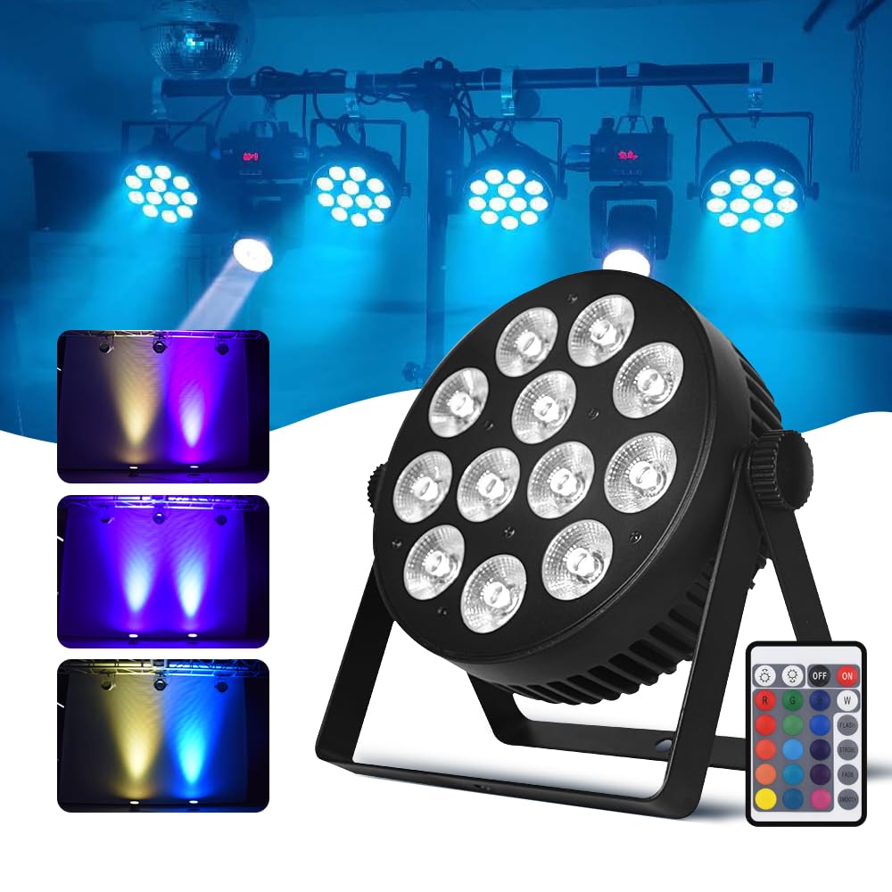 Stage Light Led Par Fanless Accent Light DMX RGBW 96W Dj Lights Sound Activated Powerful SlimPAR Led Wash Uplighting for Church,Wedding,Clubs,Theater