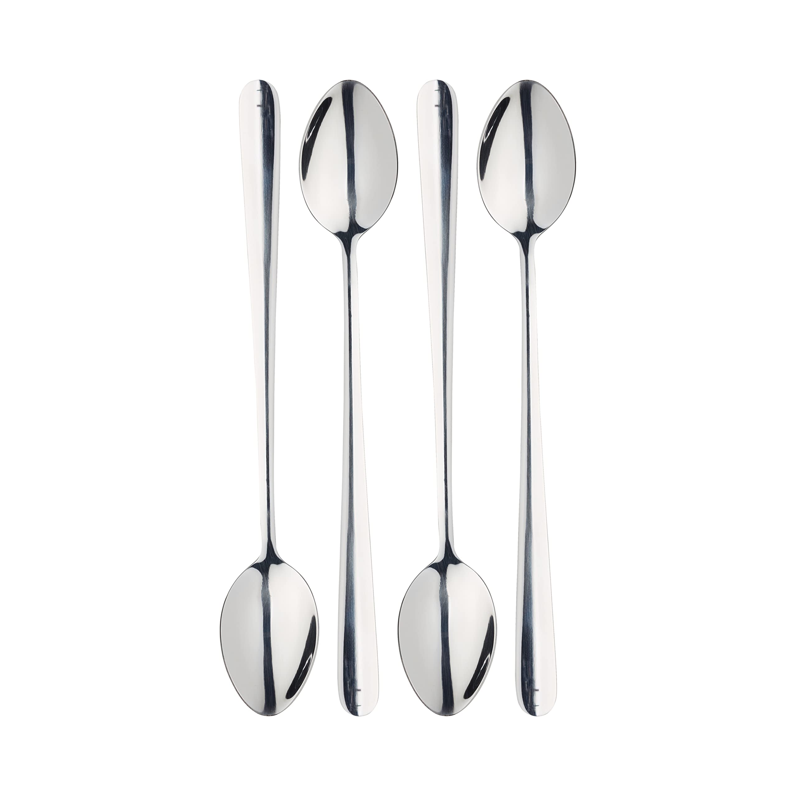 MasterClass Latte Spoons for Lattes, Ice Creams, Milkshakes, Stainless Steel, 12 cm, Set of 4, Silver