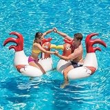 Play Day Chicken Fight Game With 2 Inflatable Chickens for Swimming Pool Fun, For Adults & Children, Measures 54.5
