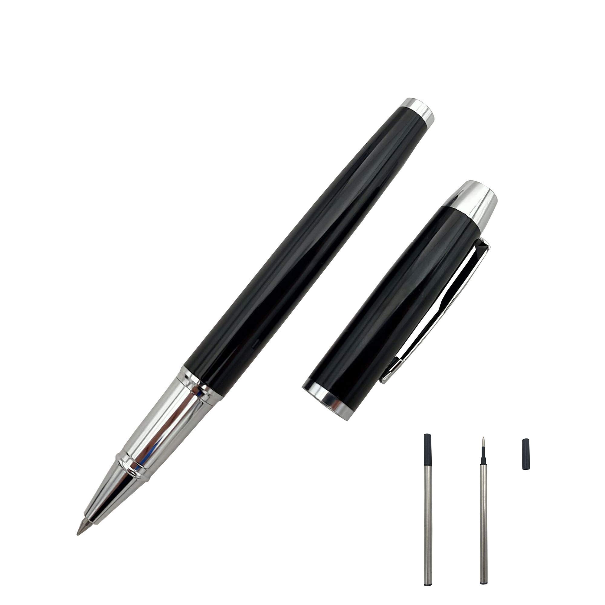Accod Signature Pen Premium Metal Rollerball & Ballpoint Pen Creative Gift Pen with Two 0.5mm Black Replaceable Refills High-grade Pen Case Good Gift for Family Friends and Colleagues (Silver)
