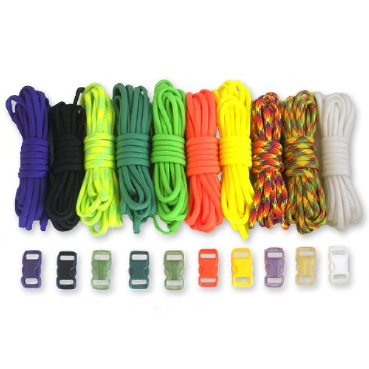 PARACORD PLANET 550lb Type III Paracord Combo Crafting Kits with Buckles Sunny