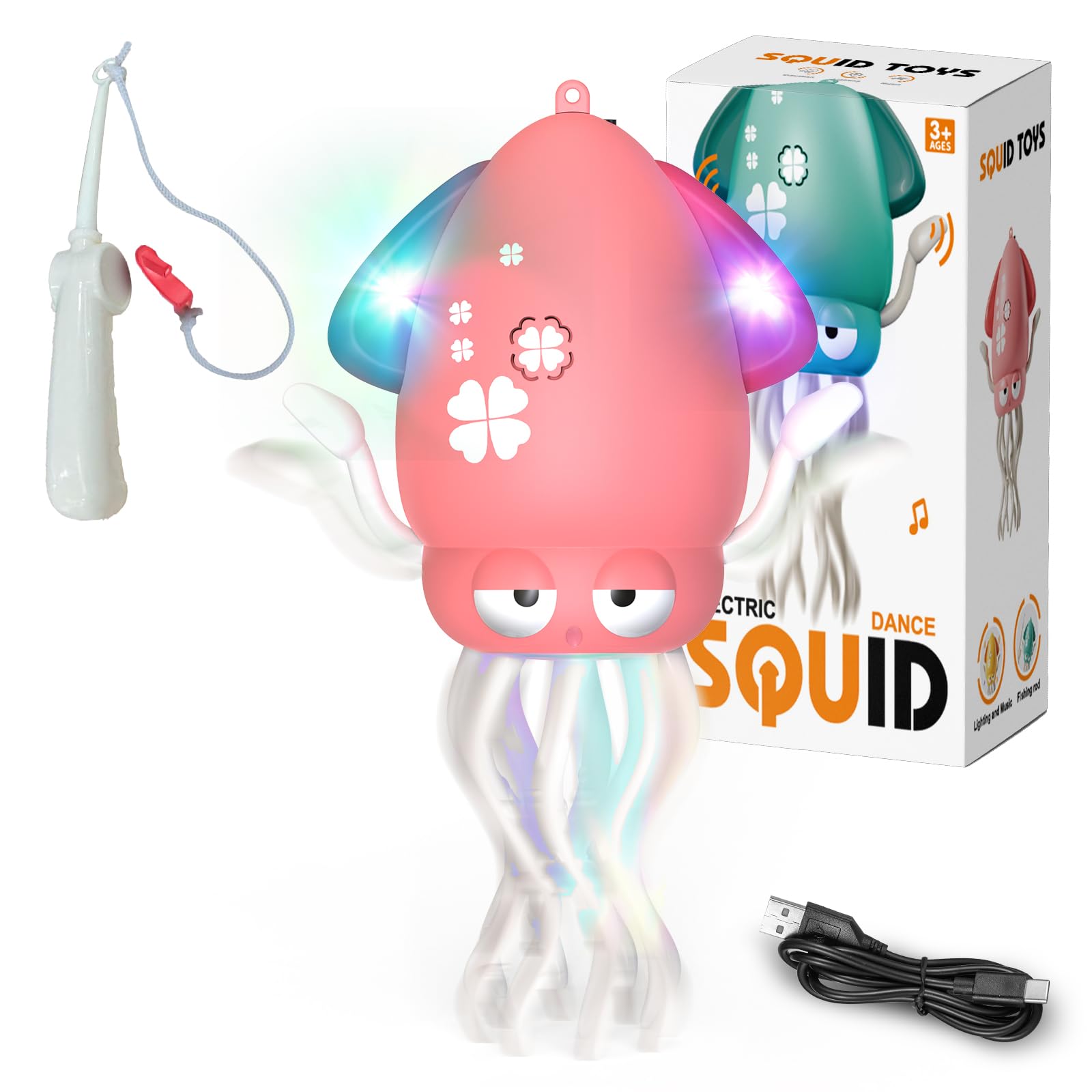 PANACARE Dancing Squid, Children's Electronic Squid Toys with Music/Lights/USB, Automatically Avoid Crawling Octopus, Rechargeable Children's Dancing Toys, Birthday Gift for 34567Years (Pink) โ image 1