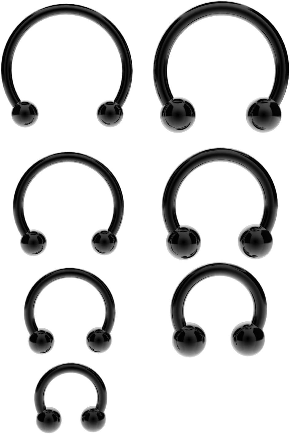 Stainless Steel HorseShoe Septum Piercing 1.2-1.6mm Bars, 6-12mm Diameter by SHOKK