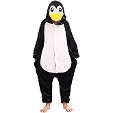 LOBUJOU Animal Hooded Onesie Costume for Kids Adults Boys Girls Halloween Easter Mens Womens Cosplay Outfit Kit Penguin