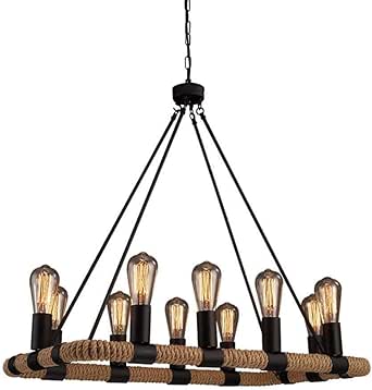 Lámparas de araña de cuerda de hierro vintage E27 * 10 Lámparas de