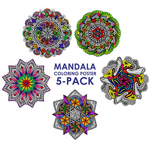 Stuff2Color Mandala Coloring Poster 5-pack - 22 X 22 Inch Mandala Coloring Posters (Best Sellers)