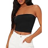 SOLY HUX Women's Tube Crop Top Strapless Sleeveless Slim Fit Bandeau Summer Top