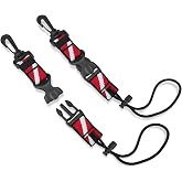 2-Pack Scuba Lanyard Clips with Quick Release Buckle | Heavy-Duty Anti-Lost Strap with Adjustable Loop and Dive-Down Flag Webbing Band for Underwater Diving Camera and Light