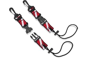 OVOVFANY 2Pack Scuba Lanyard Clip, Heavy Duty Quick Release Anti-Lost Strap with Adjustable Loop and Dive-Down Flag Webbing Band for Underwater Diving Cameras and Lights