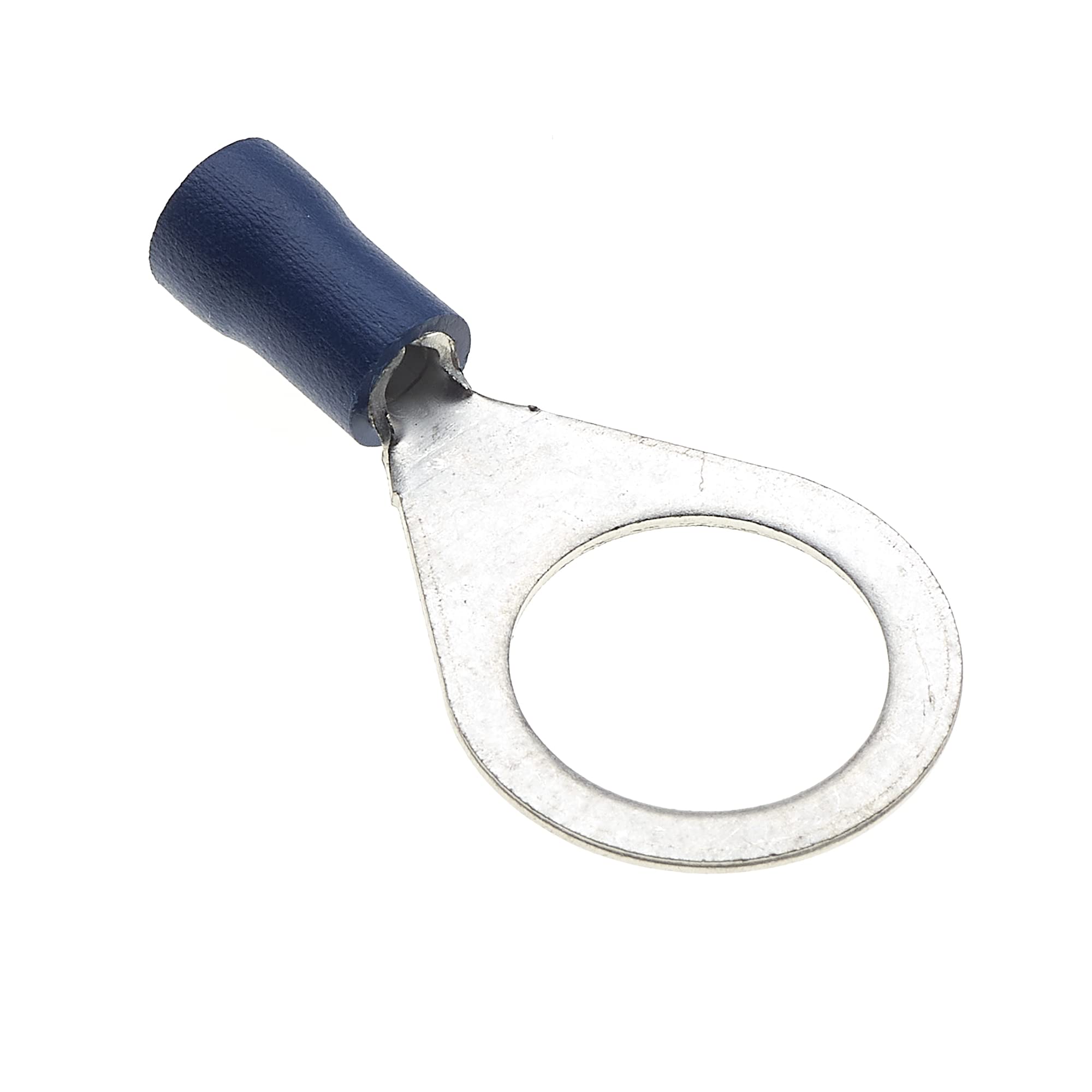 Keple Ring Crimp Terminal - Pack of 100, Blue, 12mm, 16-14 AWG, 30A, Tinned Copper, Insulated Ring Wire Terminals