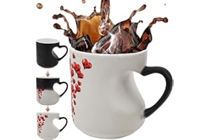 Heart Shaped Color Changing Magic Ceramic Mug, Heat Activated Ceramic Cup, Funny Ceramic Color Changing Magic Mug, Romantic M