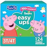 Pampers Training Pants - Easy Ups Girls & Boys - Size 3T-4T, 124 Count, Peppa Pig Potty Underwear (Packaging May Vary)