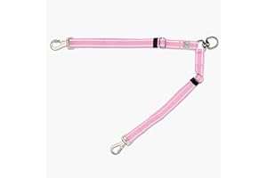 DOG FRIENDLY CO DF Co. Leash Splitter | Walk Two Dogs with Complete Control - 360° Swivel, Tangle Free, Adjustable Length, Reflective Webbing, Heavy Duty Clips (Pink)