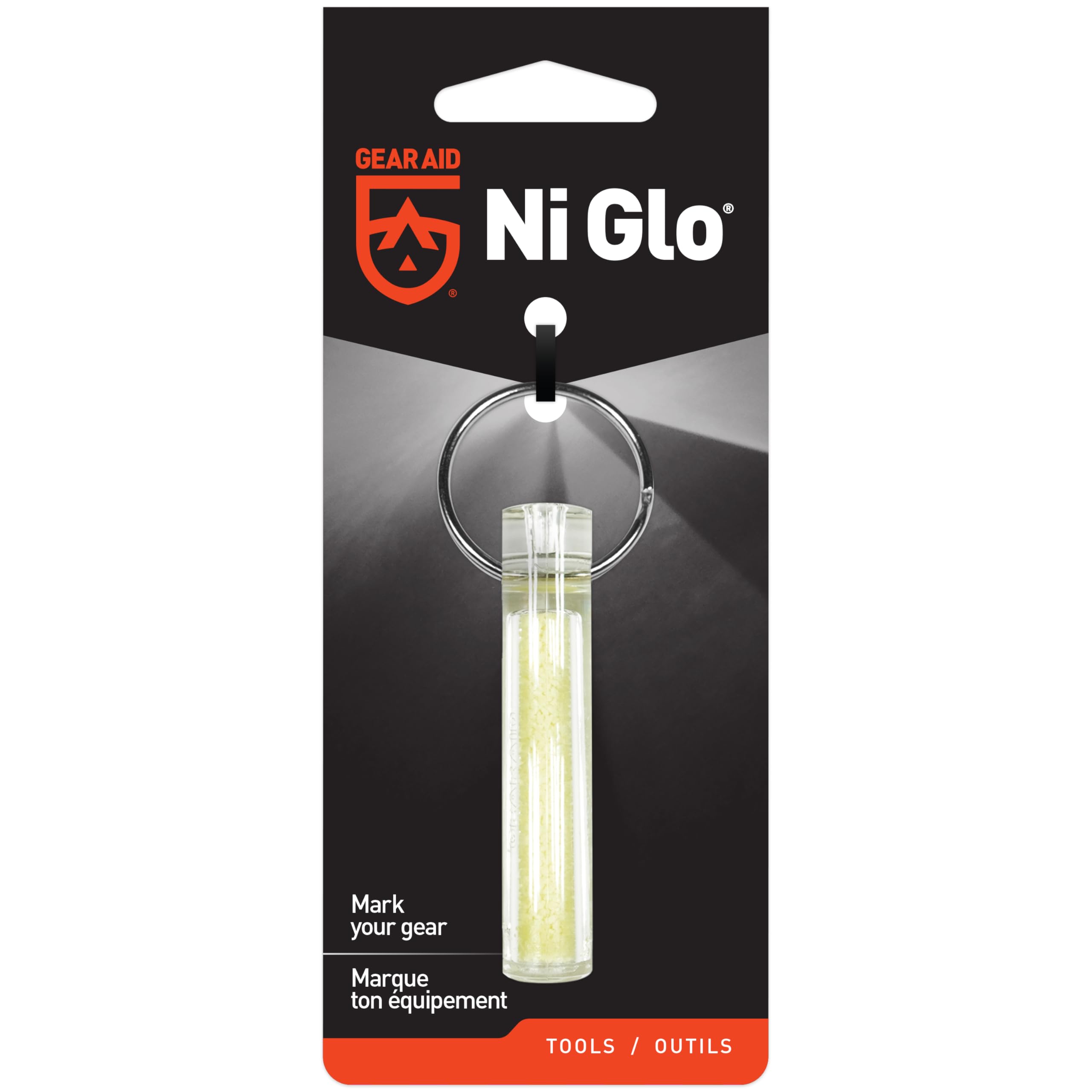 Gear Aid Ni Glo, Glowing Keychain for Camping, Scuba and Night Fishing, Clear