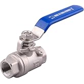 DERNORD Full Port Ball Valve Stainless Steel 304 Heavy Duty for Water, Oil, and Gas with Blue Locking Handles (3/8" NPT)