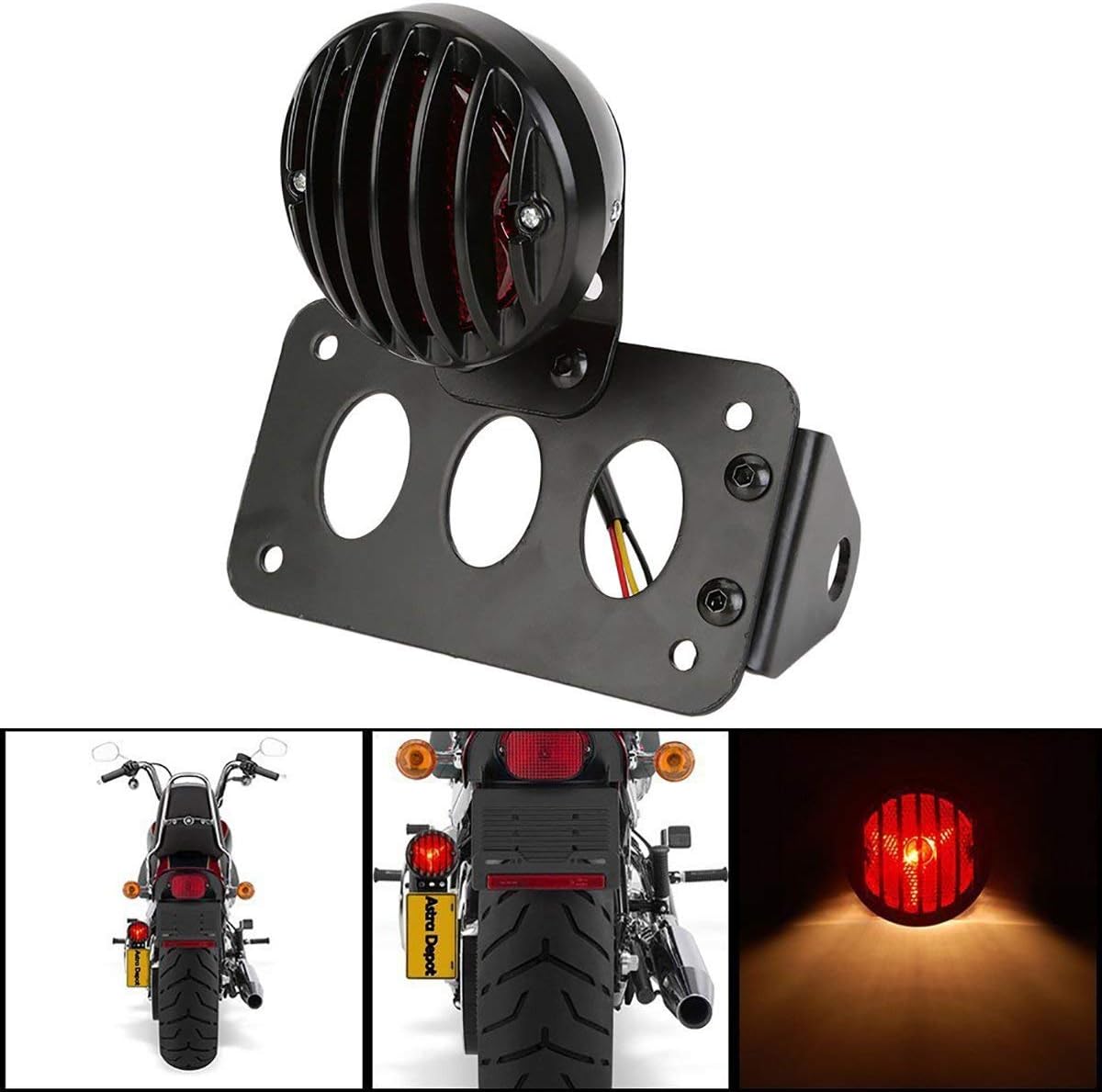 NATGIC Motorcycle Tail Light Brake Light 12V Running Light Indicator Lights License Plate Light Stop Light with Bracket