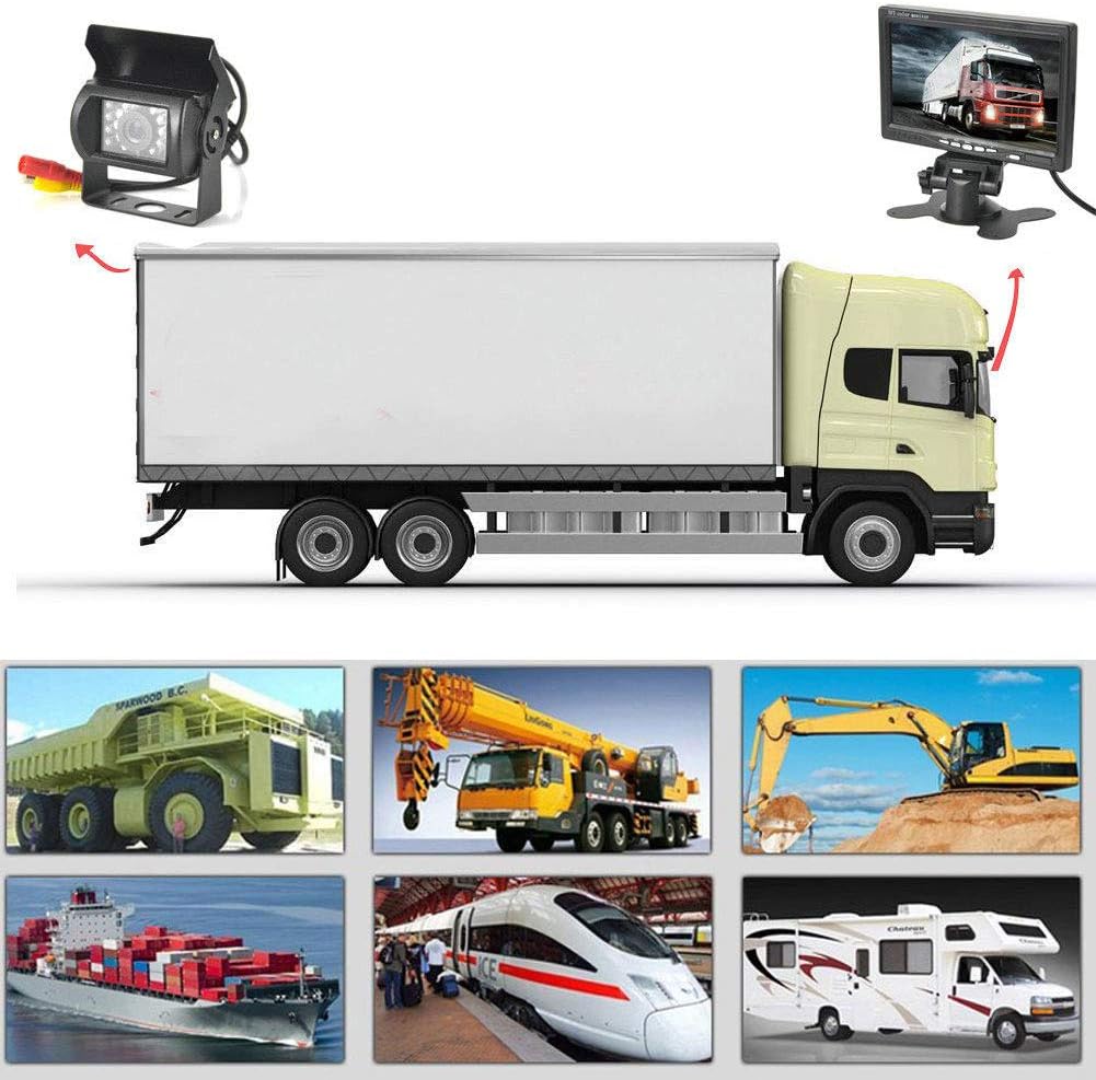 12V-24V Vehicle Backup Camera System 7" LCD HD Color Car Monitor Waterproof 18LEDs Night Vision Reversing Reverse Rear View Camera for RV Truck Van Trailer Bus - Image 3