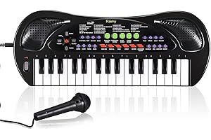 Raimy Kids Keyboard Piano, 32 Keys Portable Piano Early Learning Educational Electronic Music Keyboard Instrument Toys for 3 4 5 6 Year Old Boys and Girls (Black)