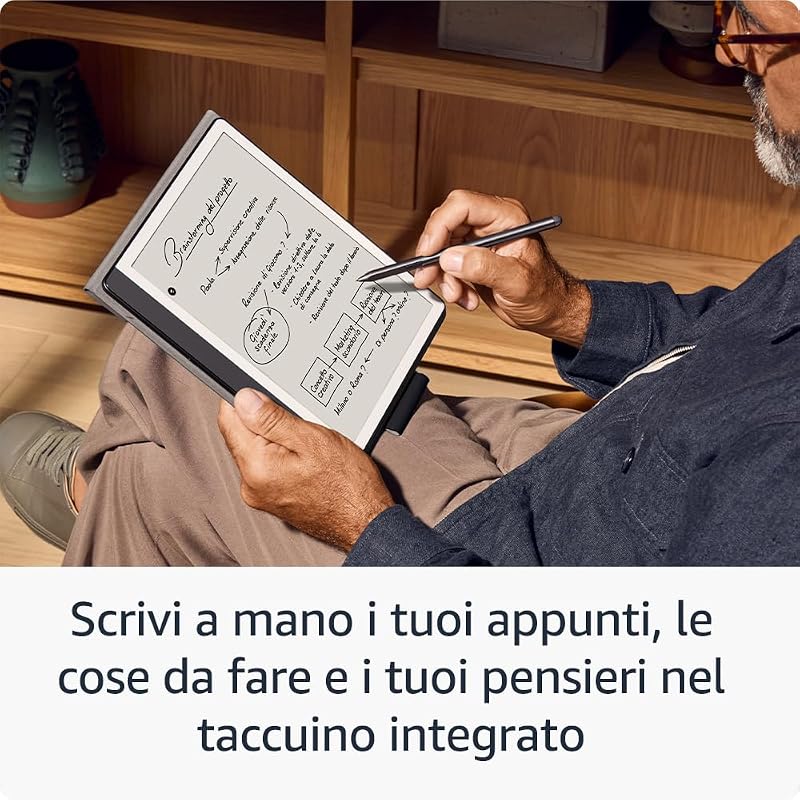 Kindle Scribe (64 GB) | Schermo ridisegnato con bordi uniformi. Ora puoi scrivere nei libri e nei documenti | Penna premium inclusa | Grigio tungsteno