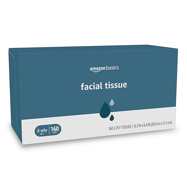 AMAZON BASICS 2-PLY FACIAL TISSUE, 160 COUNT